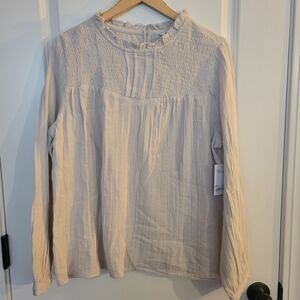 Women's Long-Sleeve Smocked Yoke Blouse